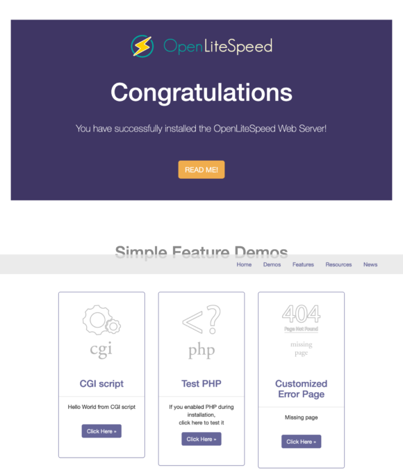 LiteSpeed Welcome Page